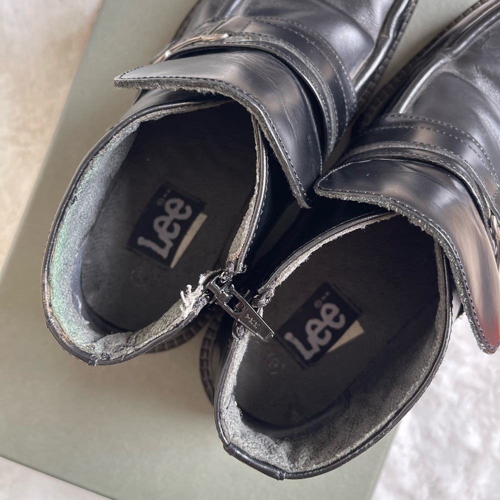 Vintage Lee black leather ankle boots size 40 uk 6.5 alternative fashion - Picture 7 of 9